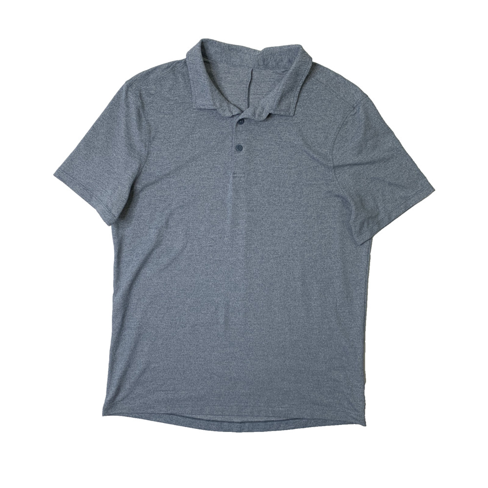 Lululemon Shirt Mens M Medium Blue Grey Evolution Short Sleeve Performance Polo